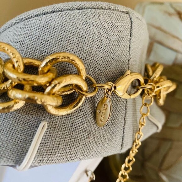 Chico’s Double Strand Textured Gold Link Necklace w/ Black Crystal Accents – 17” - Picture 2 of 5